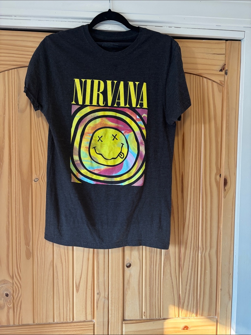Nirvana Black Tie-Dye Smiley Graphic Tee - Kids